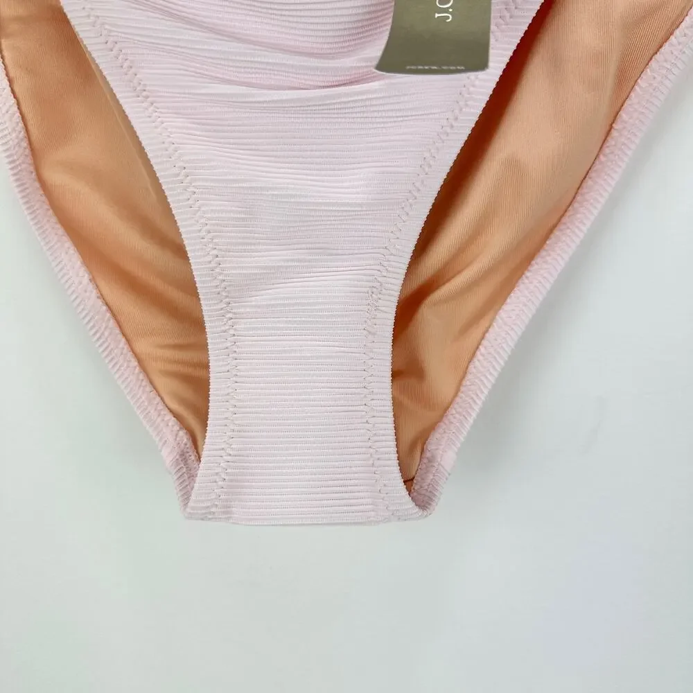 J.Crew Ribbed Ribbed Curved Waist Cheeky String Bikini Bottom Pink XL NWT